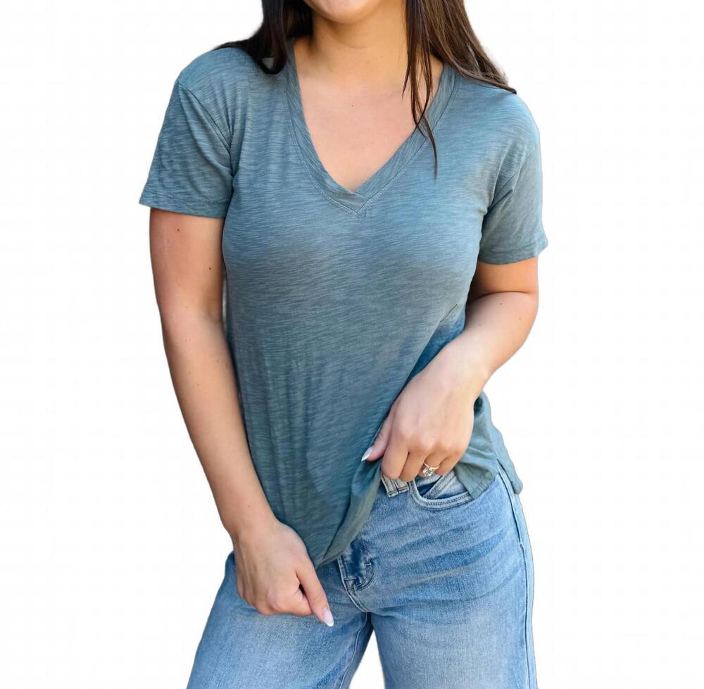 NEW MODODOC women's v neck boxy top in teal